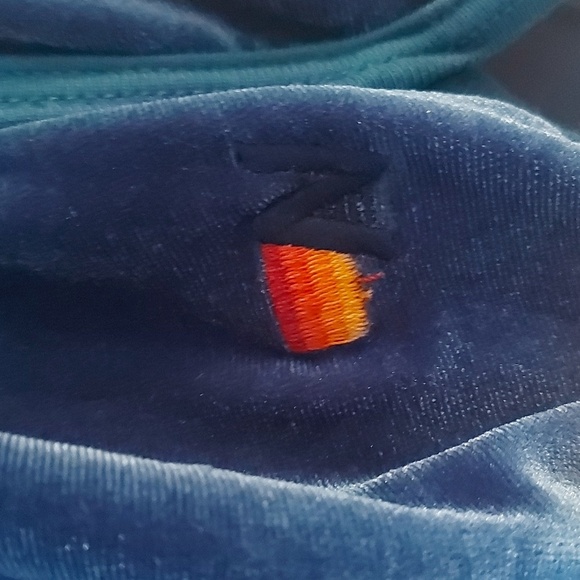 Aviator Nation Blue Velour Shorts With Rainbow Stripe At Sides Size XL - Picture 4 of 6